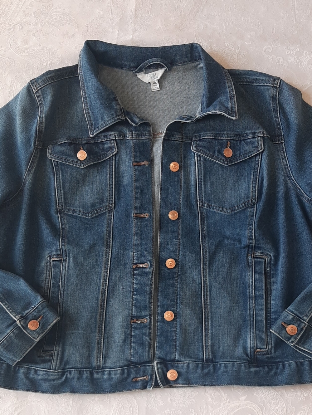 Time and Tru XXL 22 Vintage Wash Denim Jacket Rugged Worn Western Style